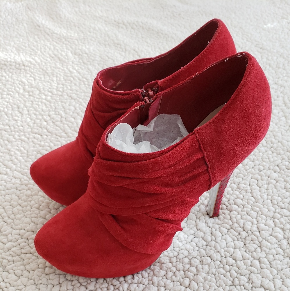 H By Halston | Aida | Ruby Red | Stiletto Booties - image 2
